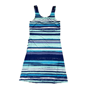 BB Collection Blue and White Sheath Midi Dress with Scoop Neck Swim Women’s M